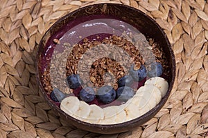 Smoothie acai bowl served in bowl