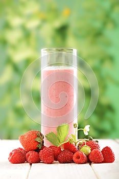 Smoothie of berries on the table