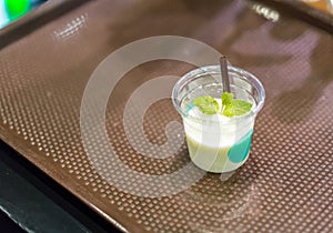 Smoothie beverage sample for refreshing concept in transparent t