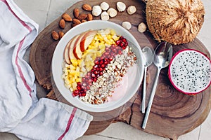Smoothie bowl with tropical fruits