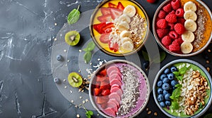 Smoothie bowls adorned with nutritious toppings, appealing to health-conscious individuals