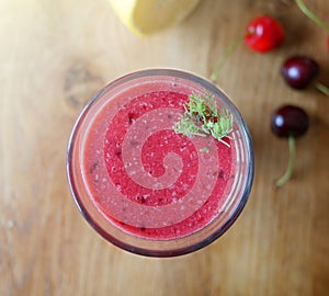 Smoothie of fresh cherries