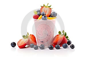Smoothie fruits yogurt isolated on white background