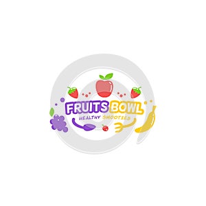 Smoothie juice fruits bowl logo type typography symbol illustration