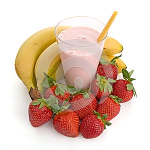 Smoothie made with strawberries and bananas