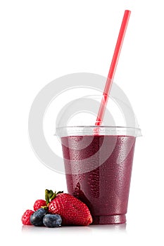 Smoothie in plastic cup