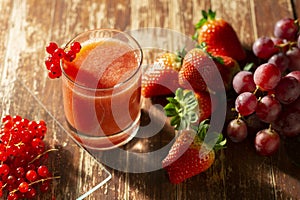 Smoothie with red fruits, special drink for dad on father`s day