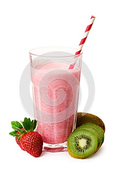 Smoothie with strawberry, yogurt, kiwi