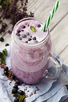 Smoothies with berries and banana