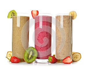 Smoothies strawberry, banana and kiwi