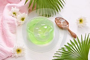 Smoothing gel aloe vera formula represent the cosmetic and bodycare.