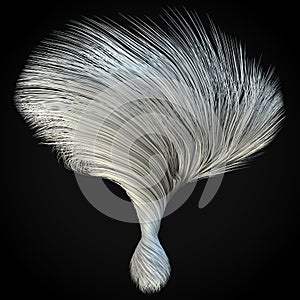 Smoothly moving white hair lines. 3d illustration