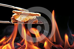 Smore Cooking Over Campfire