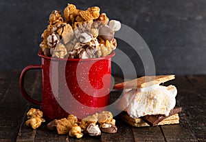 Smore Flavored Popcorn in a Camping Mug