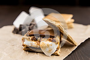 Smore with Graham Cracker Top Leaning