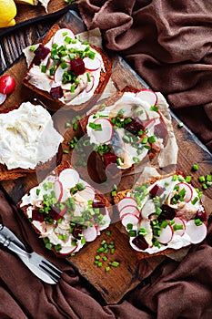 Smorrebrod with fish - danish open faced sandwich