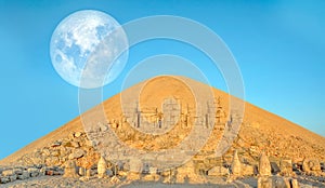 SMount Nemrut the head in front of the statues. The UNESCO World Heritage Site at Mount Nemrut where King Antiochus of Commagene i photo