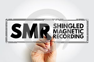 SMR - Shingled Magnetic Recording acronym, technology concept stamp photo