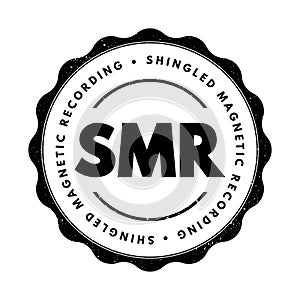 SMR - Shingled Magnetic Recording acronym, technology concept stamp