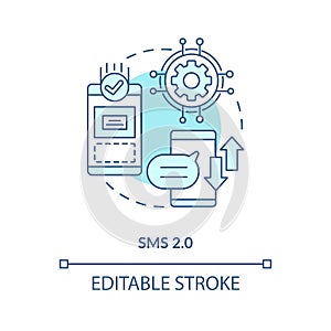 SMS 2.0 blue concept icon