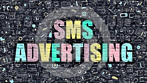 SMS Advertising in Multicolor. Doodle Design.