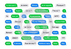 SMS bubbles short messages in French photo