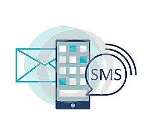 SMS, email notification for smartphone vector icon