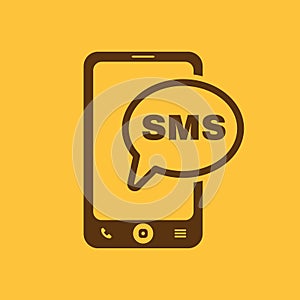 The sms icon. Smartphone and telephone, communication, message symbol. Flat