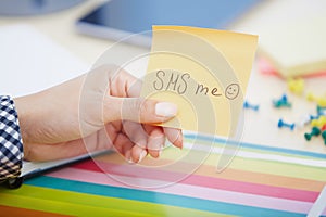 SMS me text on adhesive note