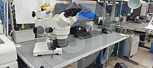 SMT AOI machine, checking assembly quality and microscope attached