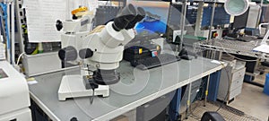 SMT AOI machine, checking assembly quality and microscope attached photo