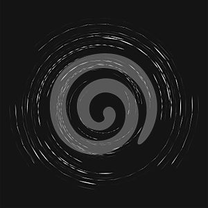 Smudge, smear, grungy monochrome, black and white volute, vortex shape. Twisted helix element. Rotation, spin and twist concept