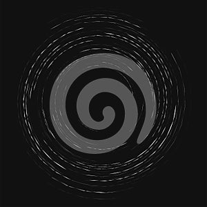 Smudge, smear, grungy monochrome, black and white volute, vortex shape. Twisted helix element. Rotation, spin and twist concept