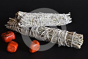 Smudge Sticks and Red Jasper Crystals