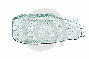 Smudge of transparent green exfoliating skincare product