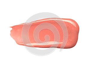 Smudged pink lip gloss sample isolated