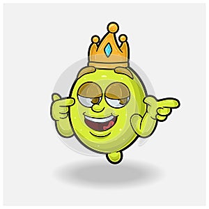 Smug expression with Lemon Fruit Crown Mascot Character Cartoon