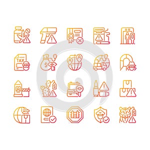 Smuggling gradient linear vector icons set