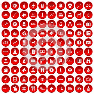 100 smuggling icons set red photo