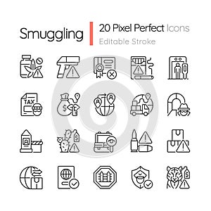 Smuggling linear icons set