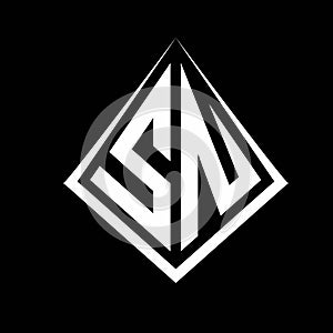 SN logo letters monogram with prisma shape design template