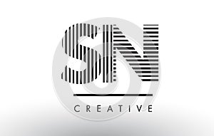 SN S N Black and White Lines Letter Logo Design.