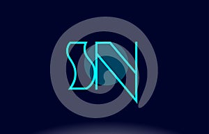 sn s n blue line circle alphabet letter logo icon template vector design