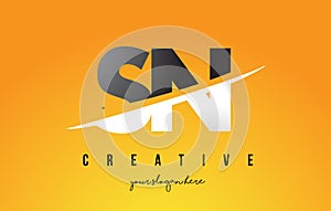 SN S N Letter Modern Logo Design with Yellow Background and Swoosh.