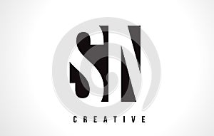 SN S N White Letter Logo Design with Black Square.