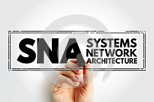 SNA Systems Network Architecture - complete protocol stack for interconnecting computers and their resources, acronym text stamp