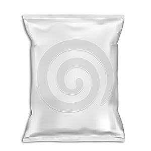 Snack bag pillow pouch mock up. White food pack