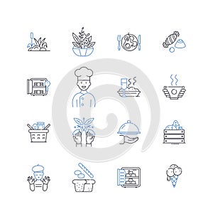 Snack bar line icons collection. Energy, Quick, Bite-sized, Refreshment, Appetizers, Healthful, Delicious vector and