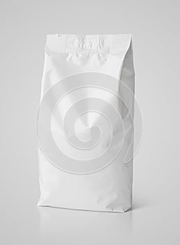 Snack blank white paper bag package on gray