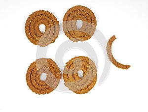 Snack Chakli, a spiral shaped crisp deep fried snack, It is known as Chakali, Murukku,